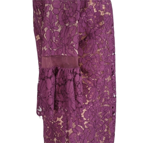 BCBGMaxAzria Maroon Lace Bell Sleeve Shift Dress - Picture 4 of 9